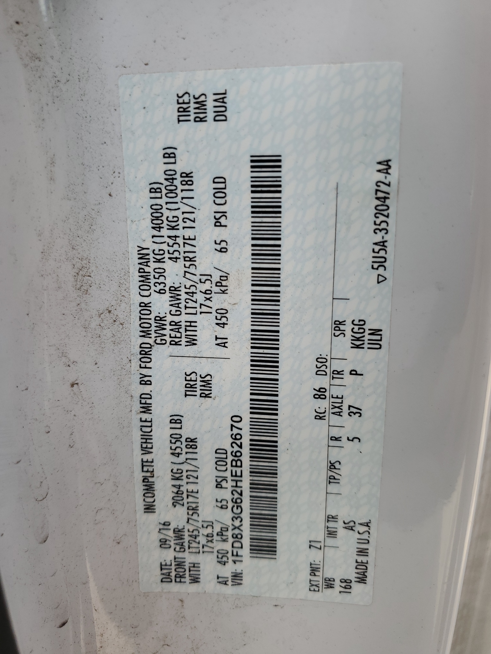 1FD8X3G62HEB62670 2017 Ford F350 Super Duty