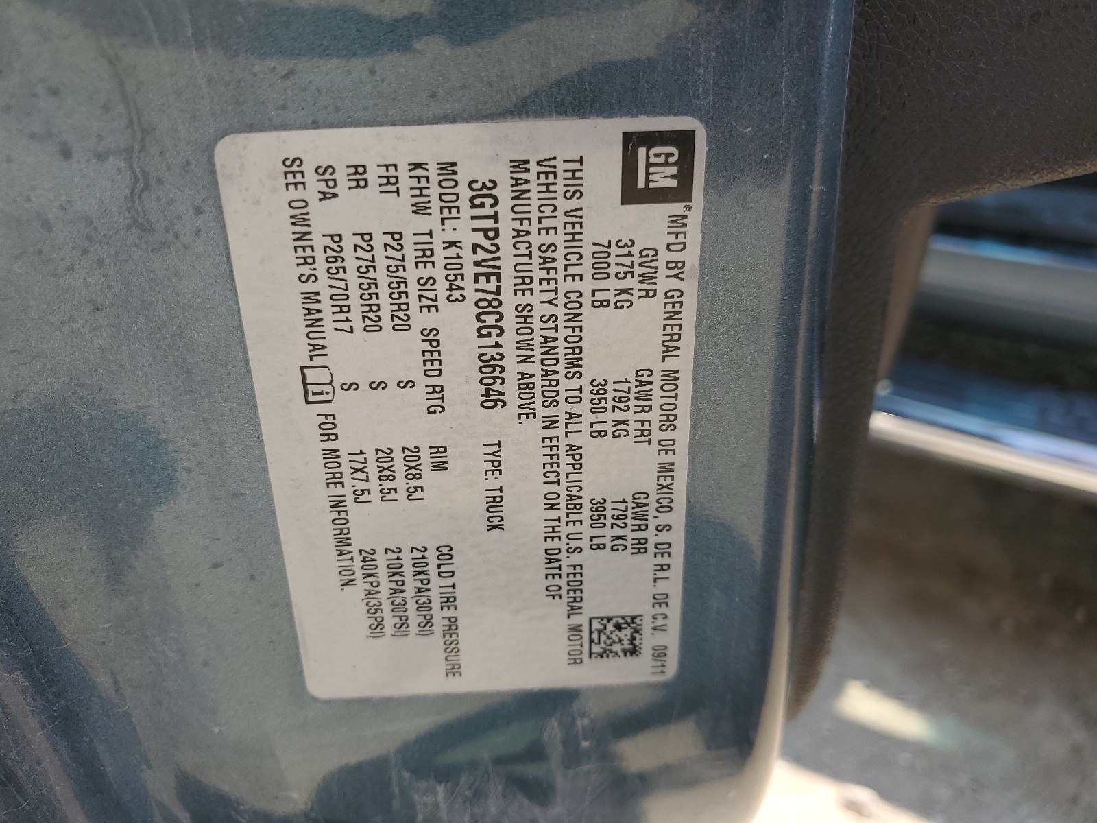 3GTP2VE78CG136646 2012 GMC Sierra K1500 Sle