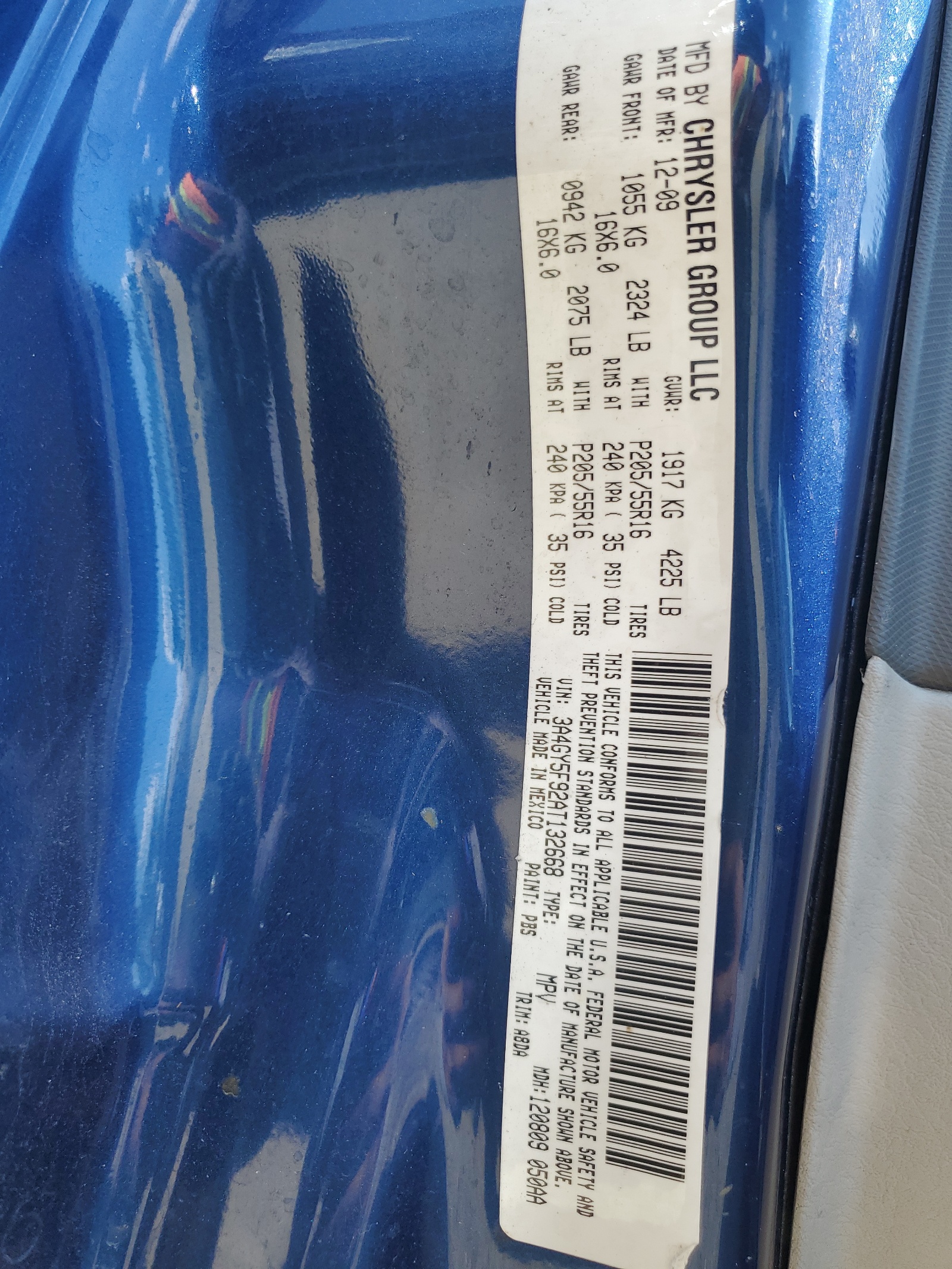 3A4GY5F92AT132668 2010 Chrysler Pt Cruiser