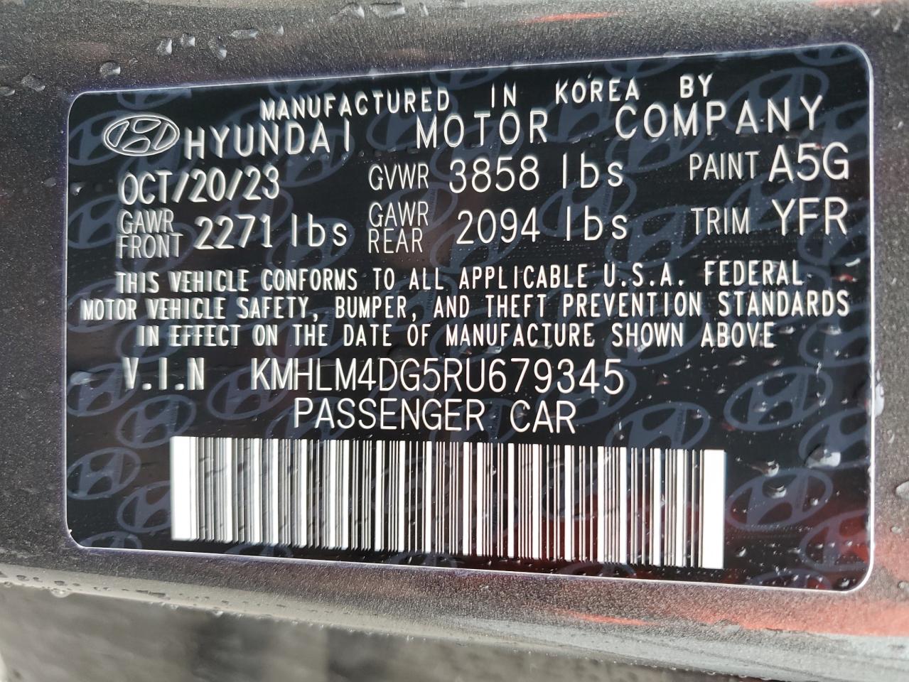 2024 Hyundai Elantra Sel VIN: KMHLM4DG5RU679345 Lot: 64686644