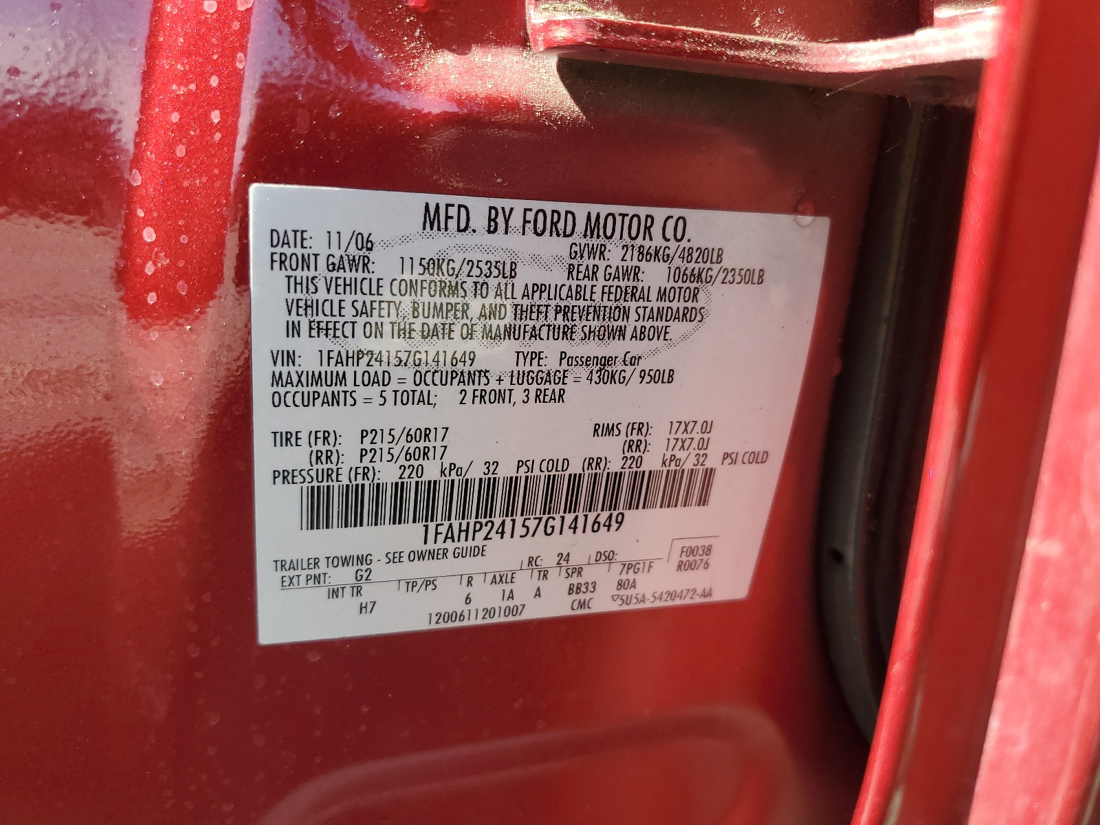 1FAHP24157G141649 2007 Ford Five Hundred Sel