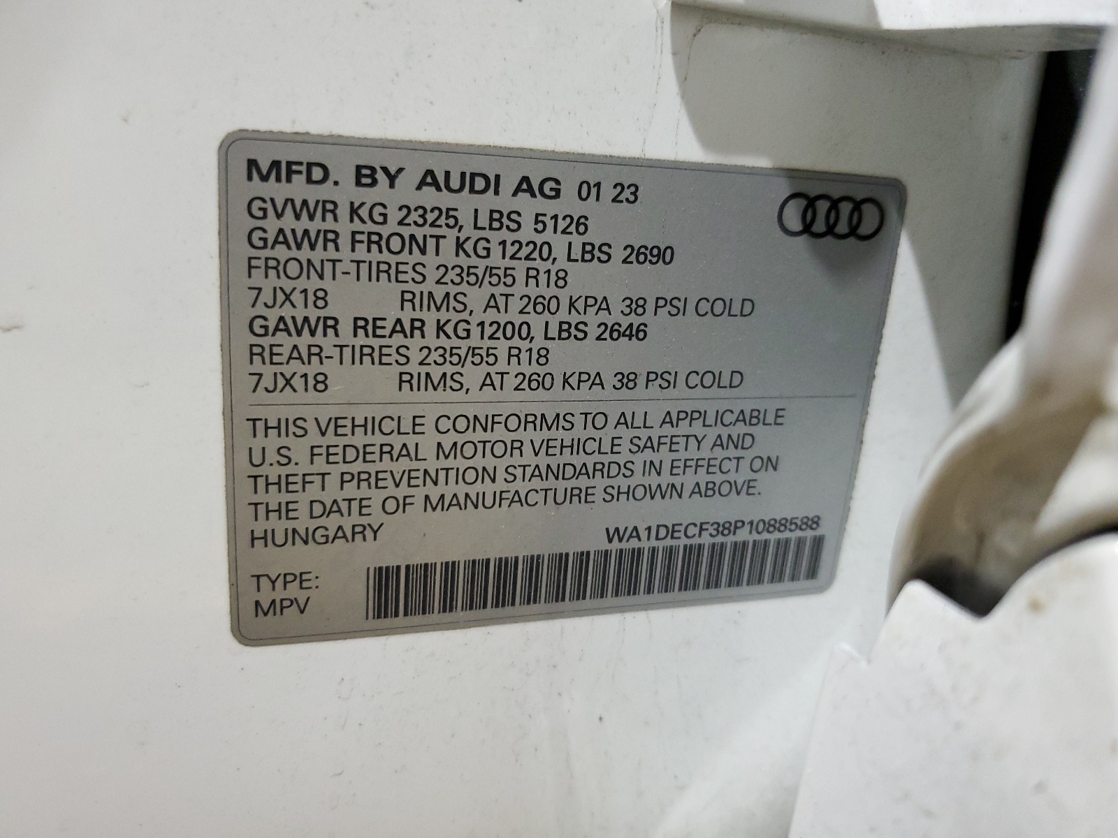 WA1DECF38P1088588 2023 Audi Q3 Premium S Line 45