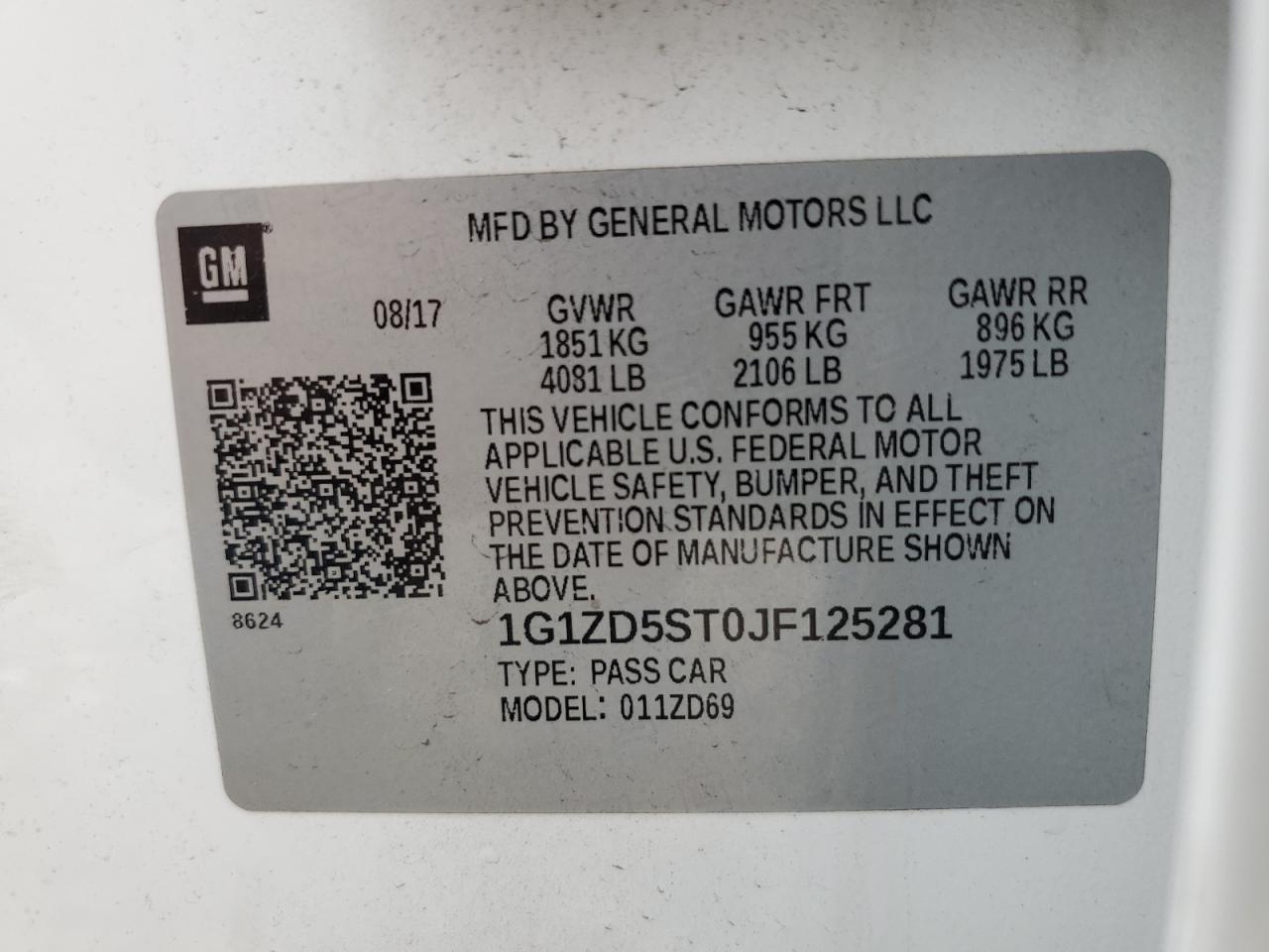 1G1ZD5ST0JF125281 2018 CHEVROLET MALIBU - Image 12