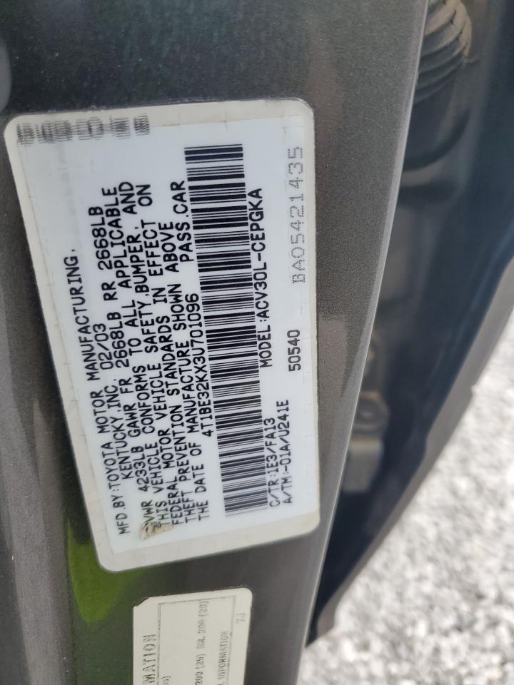 2003 Toyota Camry Le VIN: 4T1BE32KX3U701096 Lot: 61864474