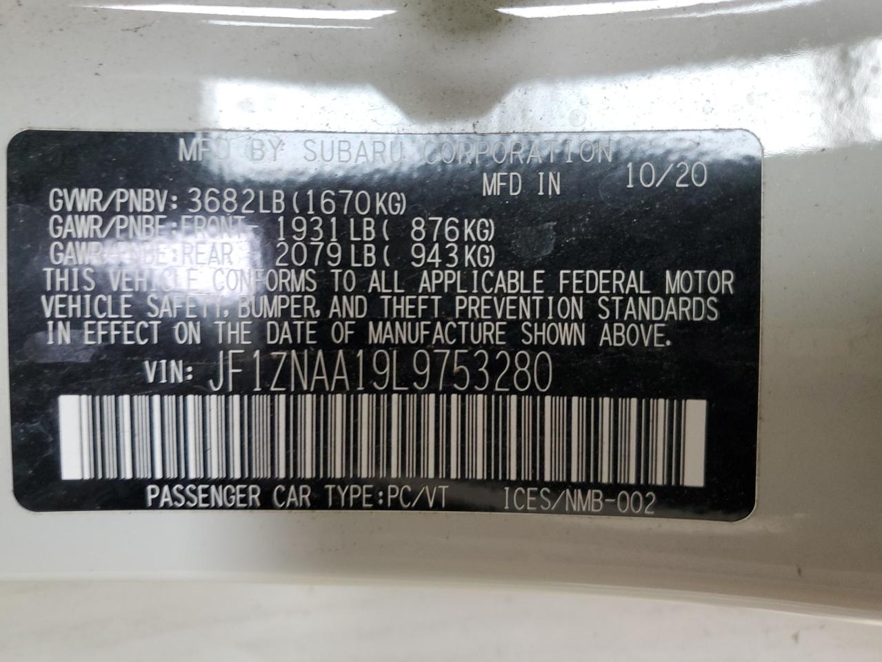 2020 Toyota 86 VIN: JF1ZNAA19L9753280 Lot: 62423604