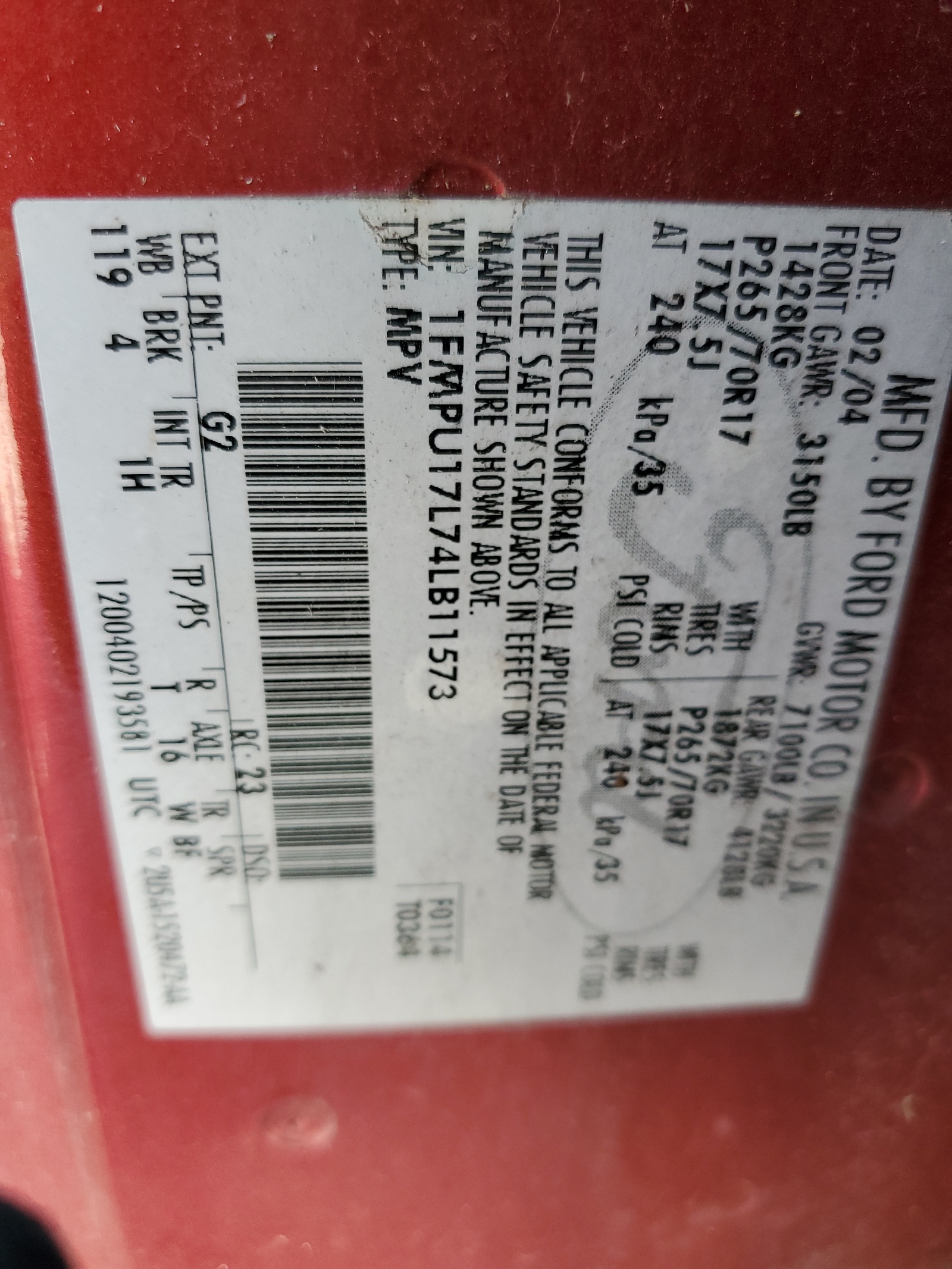 1FMPU17L74LB11573 2004 Ford Expedition Eddie Bauer