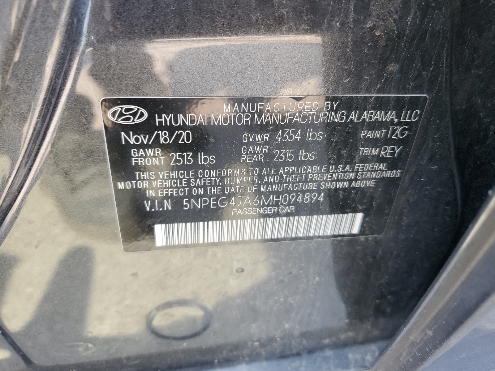 5NPEG4JA6MH094894 2021 Hyundai Sonata Se