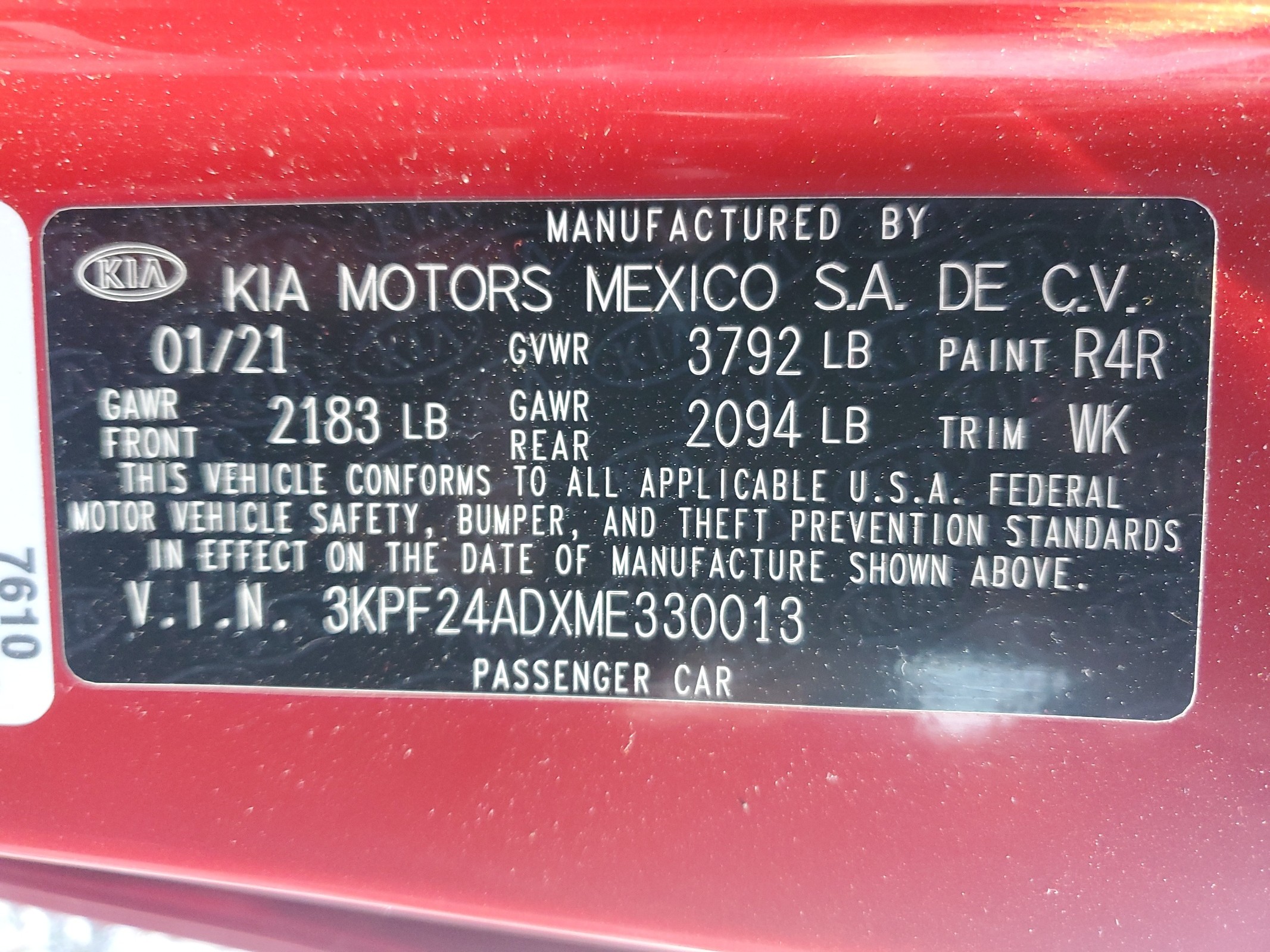 2021 Kia Forte Fe vin: 3KPF24ADXME330013