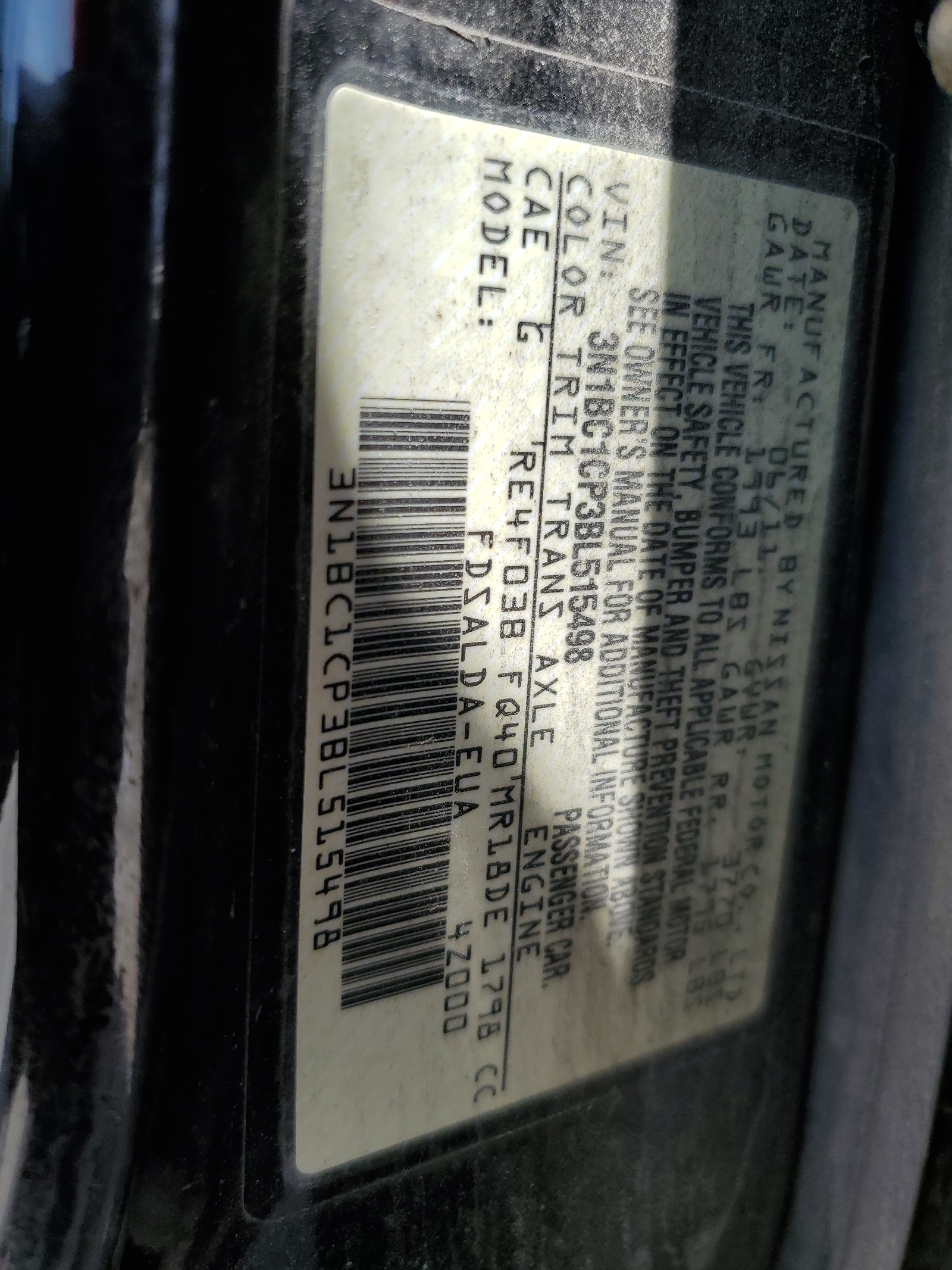 3N1BC1CP3BL515498 2011 Nissan Versa S