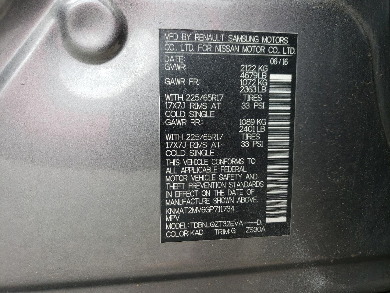 2016 Nissan Rogue S VIN: KNMAT2MV6GP711734 Lot: 64145904