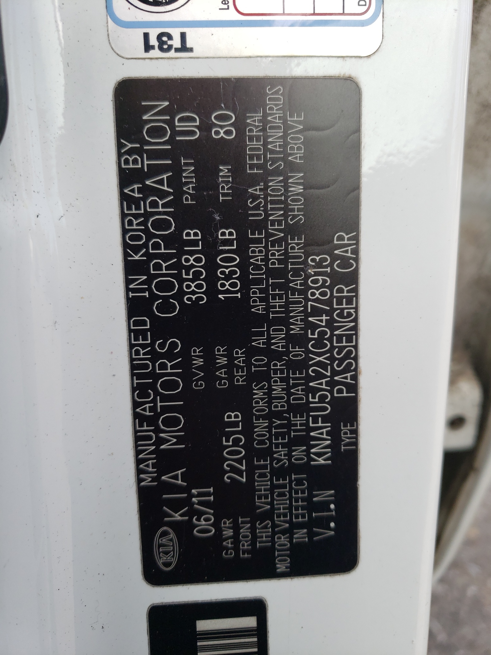 KNAFU5A2XC5478913 2012 Kia Forte Ex