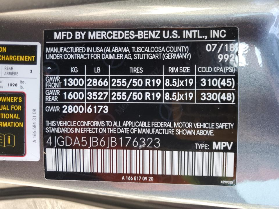 4JGDA5JB6JB176323 2018 Mercedes-Benz Gle 350