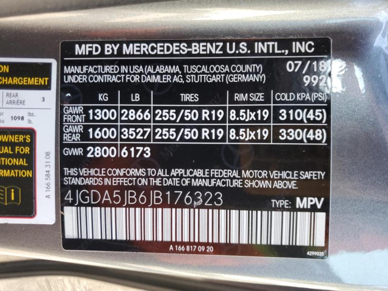 2018 Mercedes-Benz Gle 350 VIN: 4JGDA5JB6JB176323 Lot: 63916294