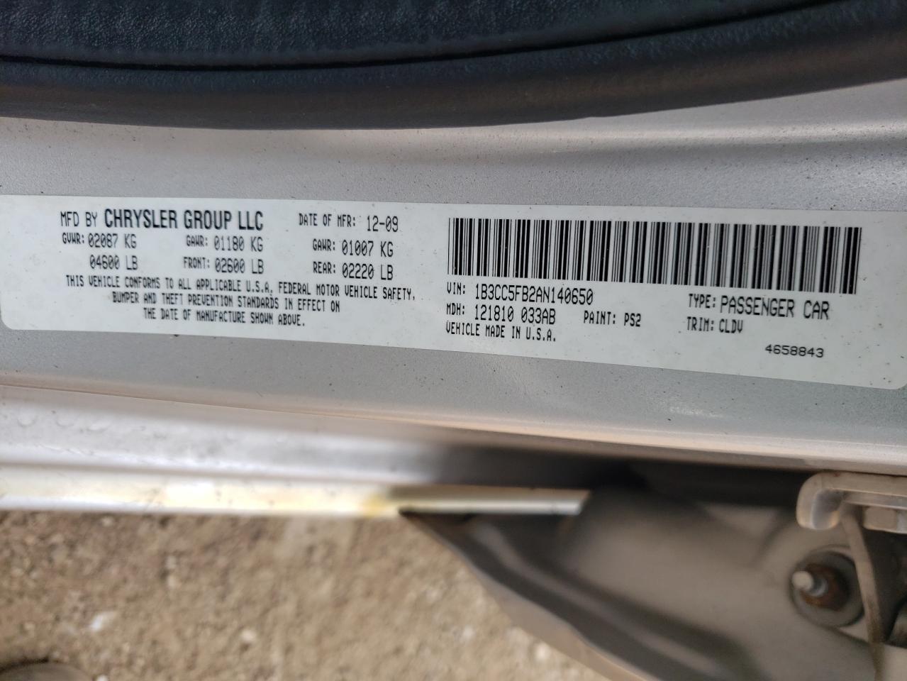 2010 Dodge Avenger R/T VIN: 1B3CC5FB2AN140650 Lot: 63647964