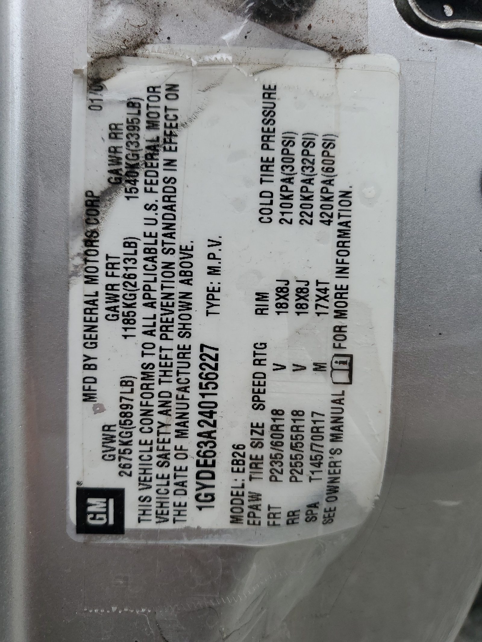 1GYDE63A240156227 2004 Cadillac Srx