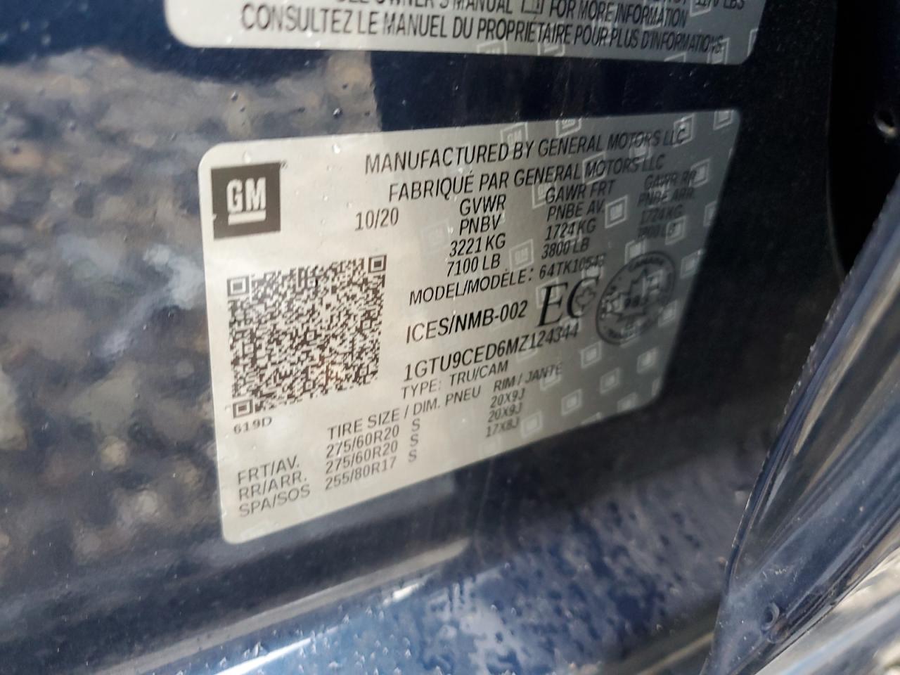 1GTU9CED6MZ124344 2021 GMC Sierra K1500 Elevation