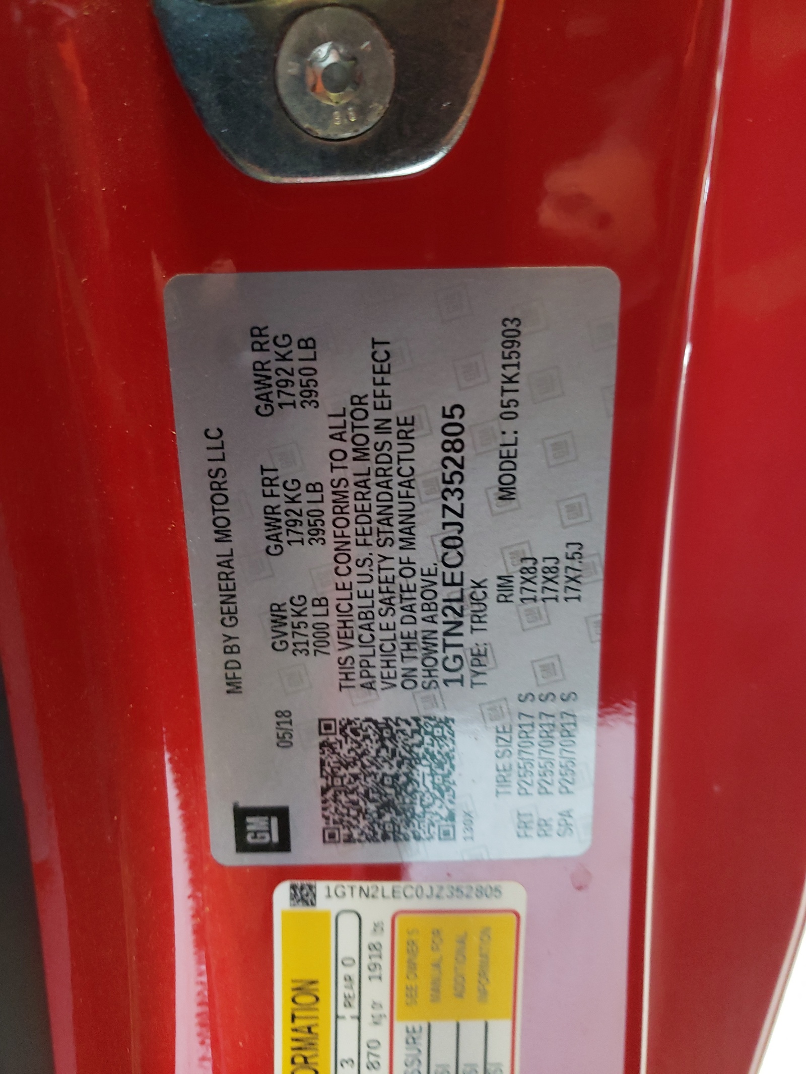 1GTN2LEC0JZ352805 2018 GMC Sierra K1500