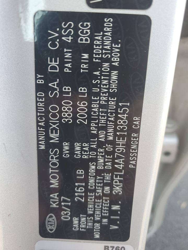 2017 Kia Forte Lx VIN: 3KPFL4A79HE138451 Lot: 63516284