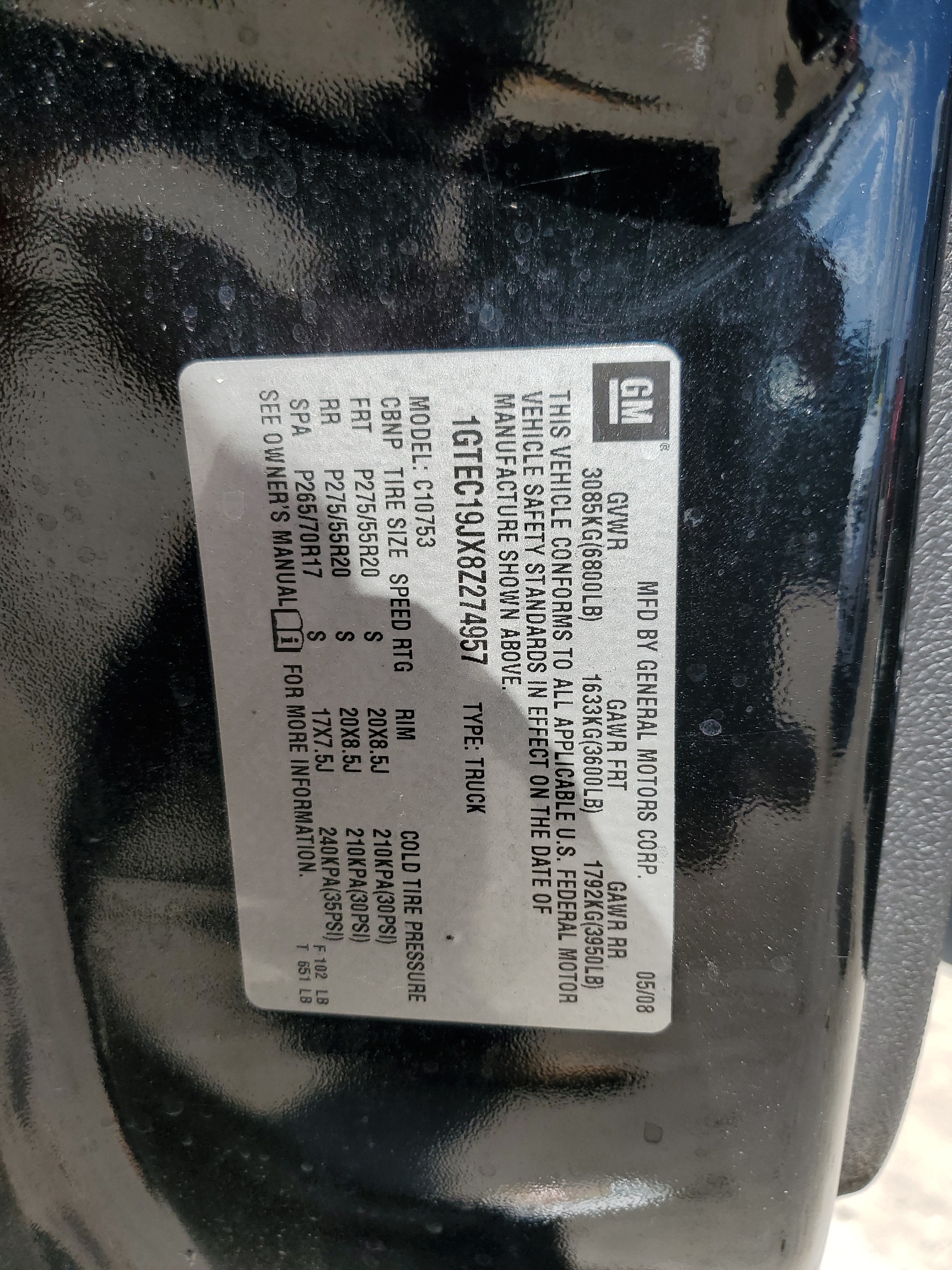 1GTEC19JX8Z274957 2008 GMC Sierra C1500