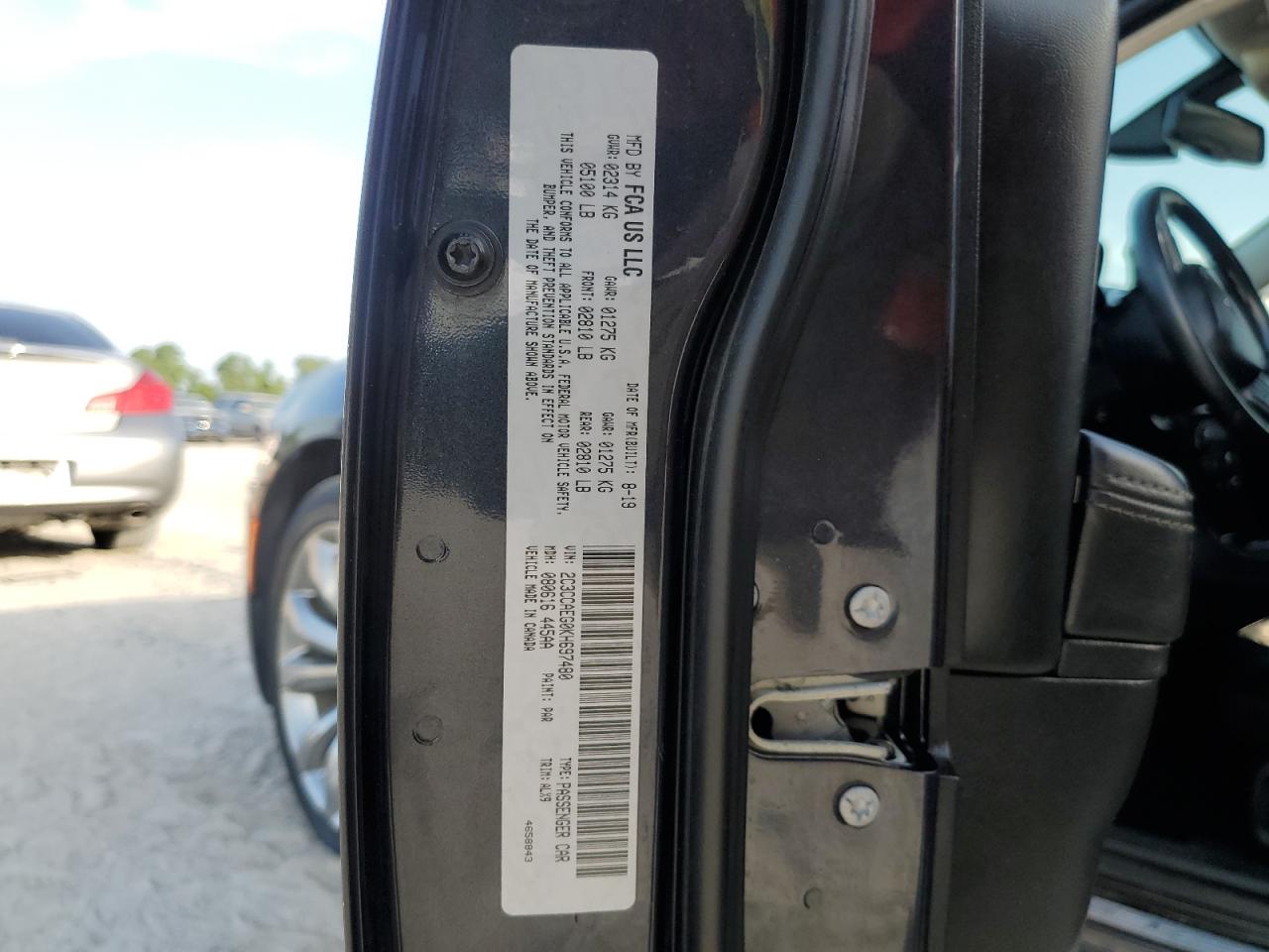 2019 Chrysler 300 Limited VIN: 2C3CCAEG0KH697480 Lot: 61566734