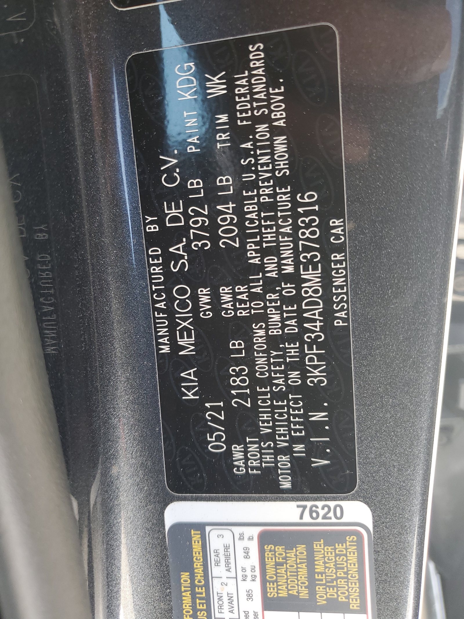 3KPF34AD8ME378316 2021 Kia Forte Gt Line