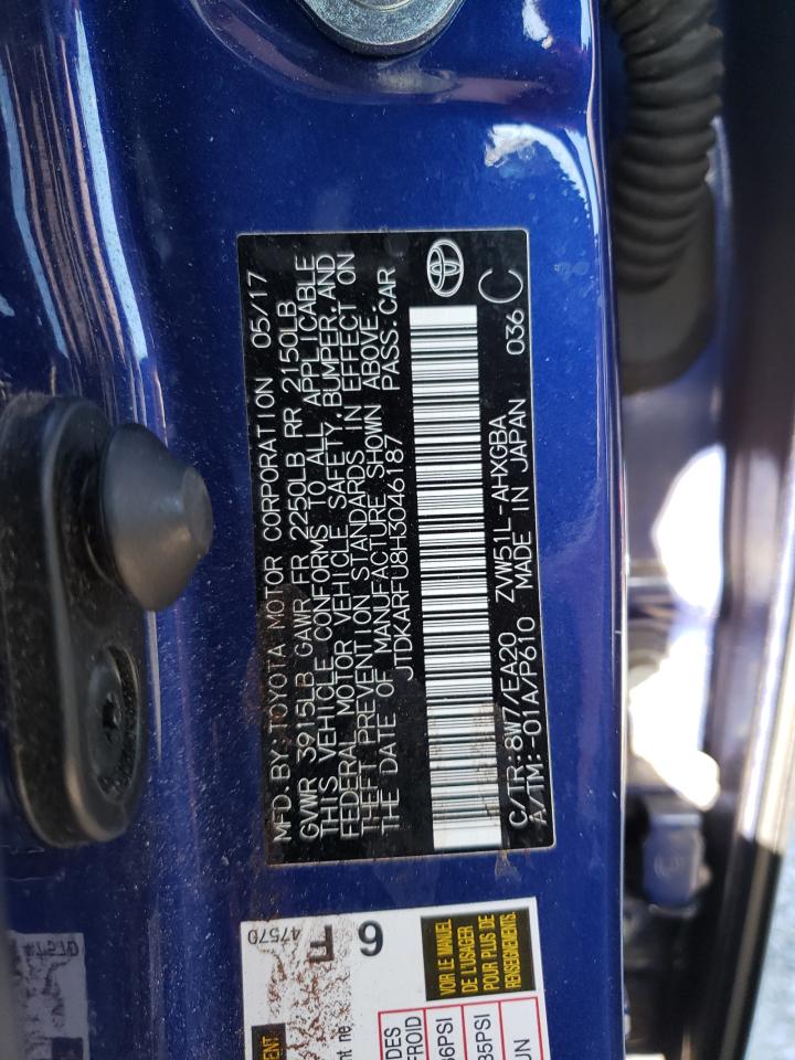 2017 Toyota Prius VIN: JTDKARFU8H3046187 Lot: 64691544