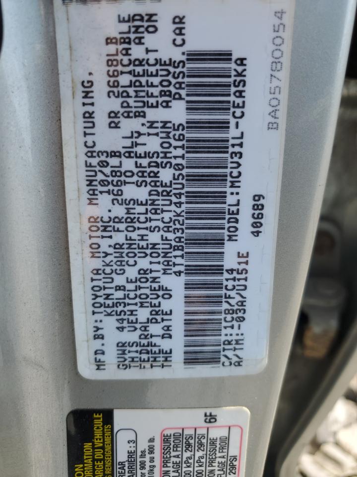 4T1BA32K44U501165 2004 Toyota Camry Se