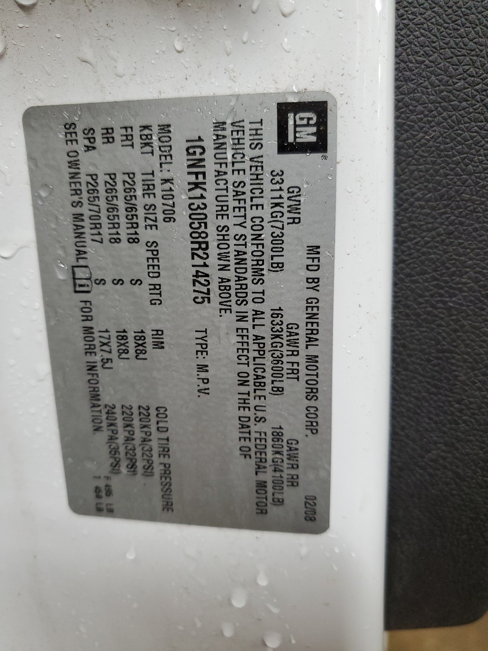 1GNFK13058R214275 2008 Chevrolet Tahoe K1500