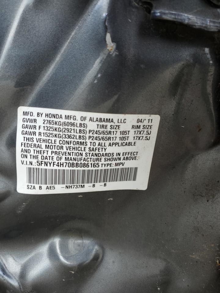 5FNYF4H70BB086165 2011 Honda Pilot Exln