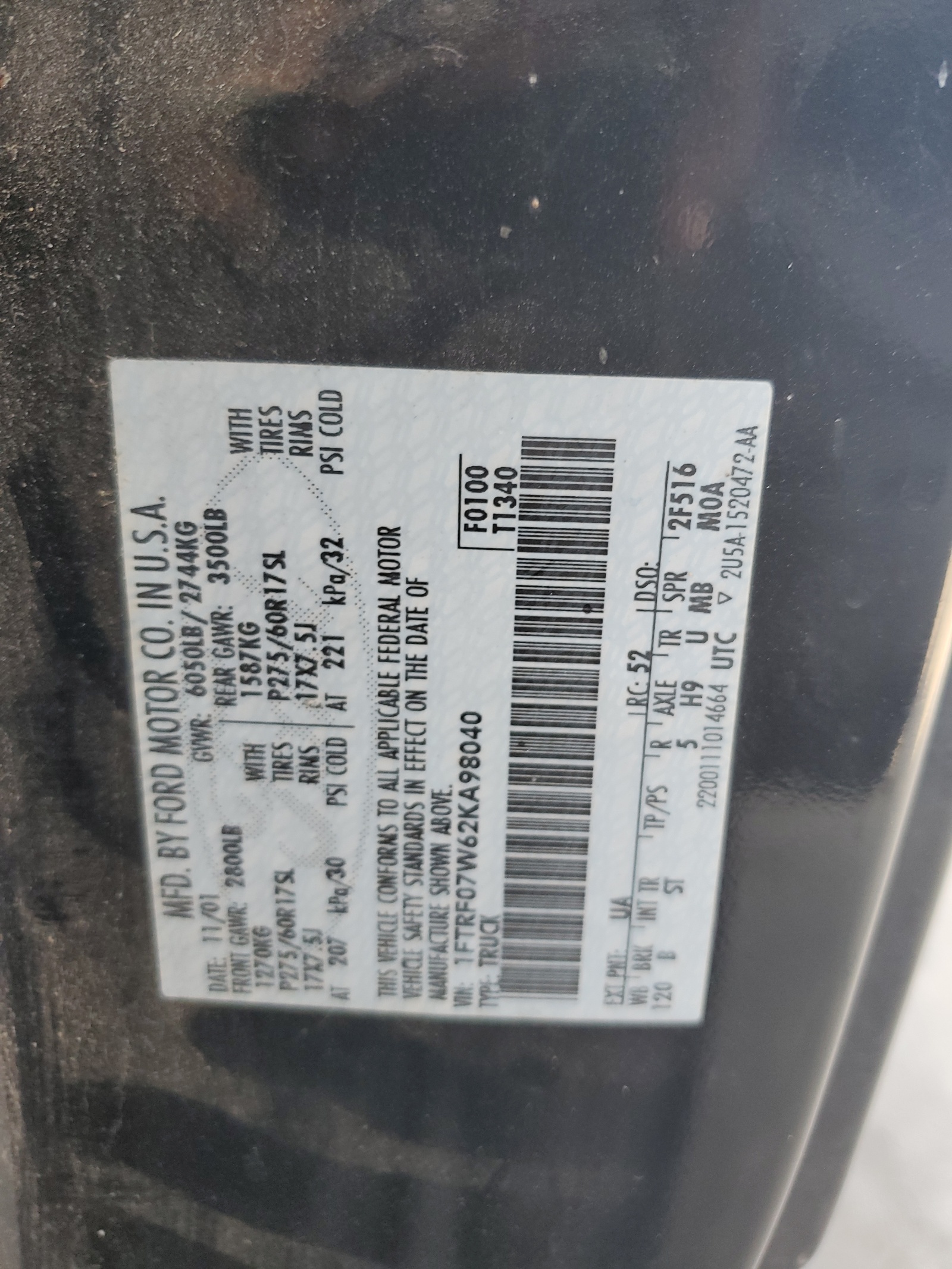 1FTRF07W62KA98040 2002 Ford F150