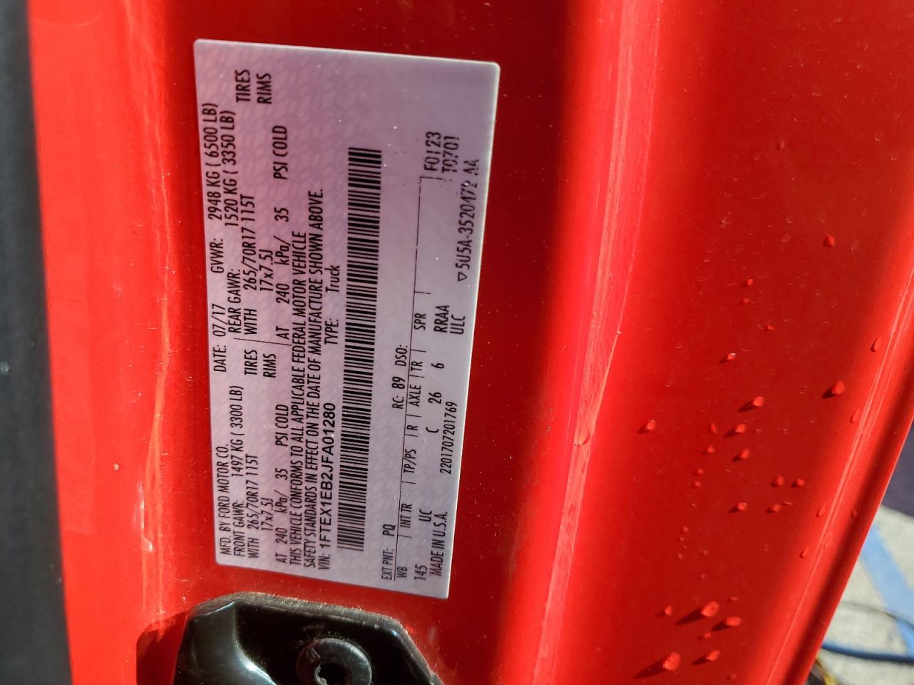 2018 Ford F150 Super Cab VIN: 1FTEX1EB2JFA01280 Lot: 63318914