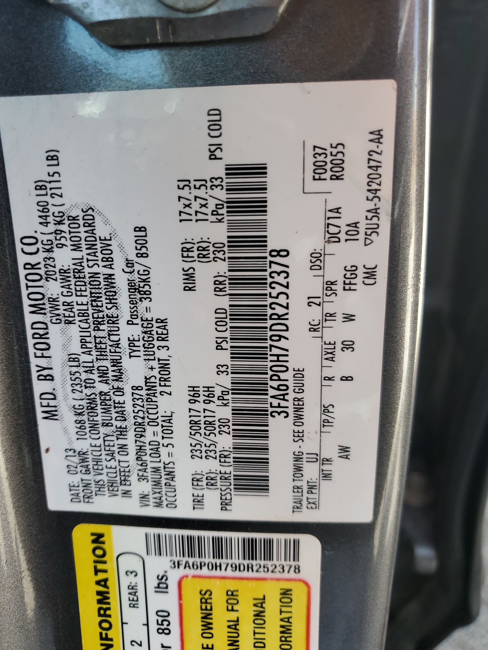 3FA6P0H79DR252378 2013 Ford Fusion Se