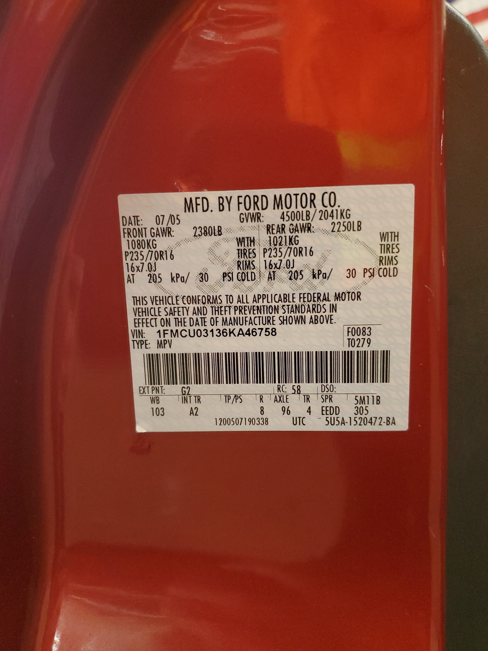 1FMCU03136KA46758 2006 Ford Escape Xlt