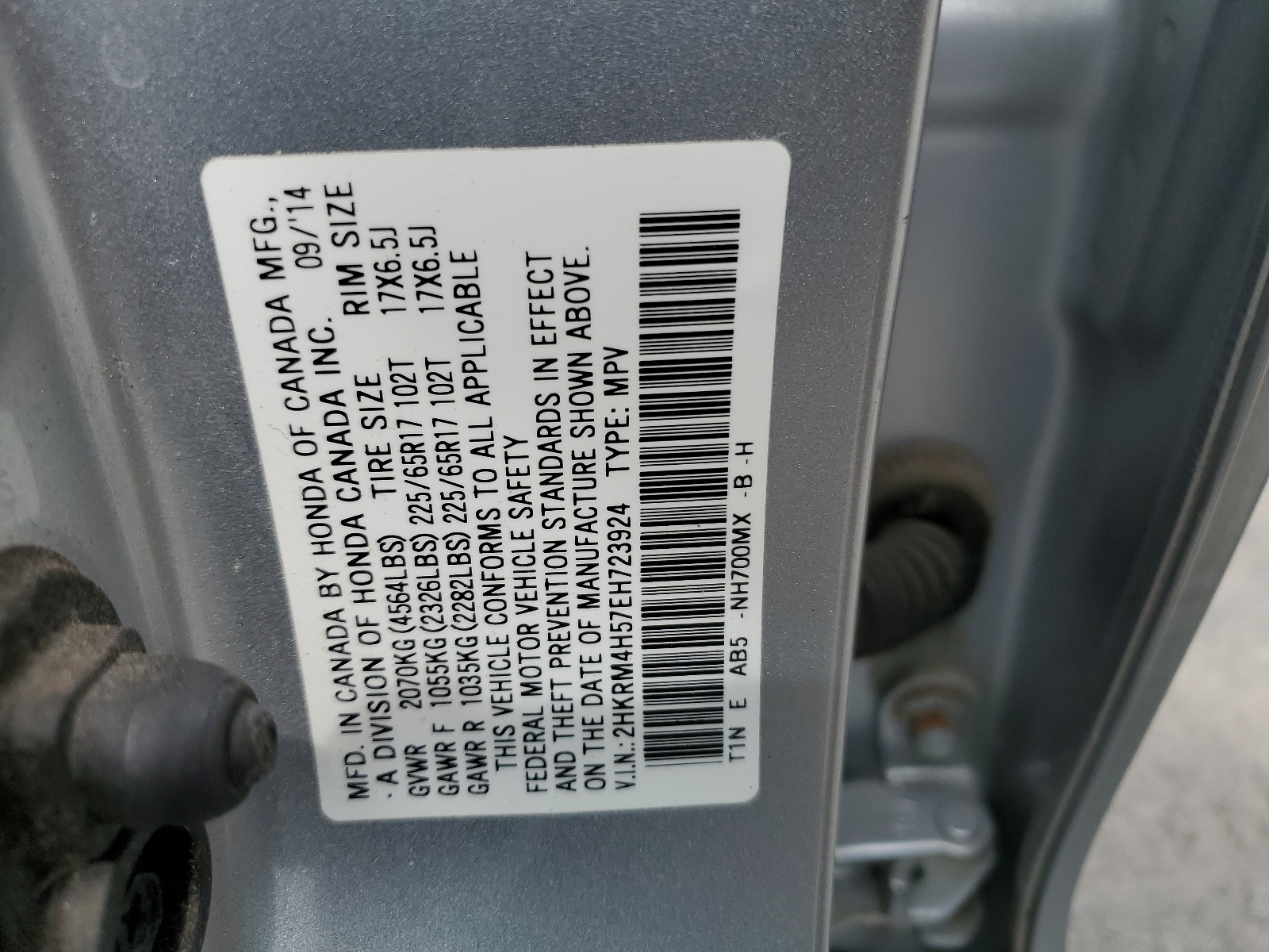 2HKRM4H57EH723924 2014 Honda Cr-V Ex