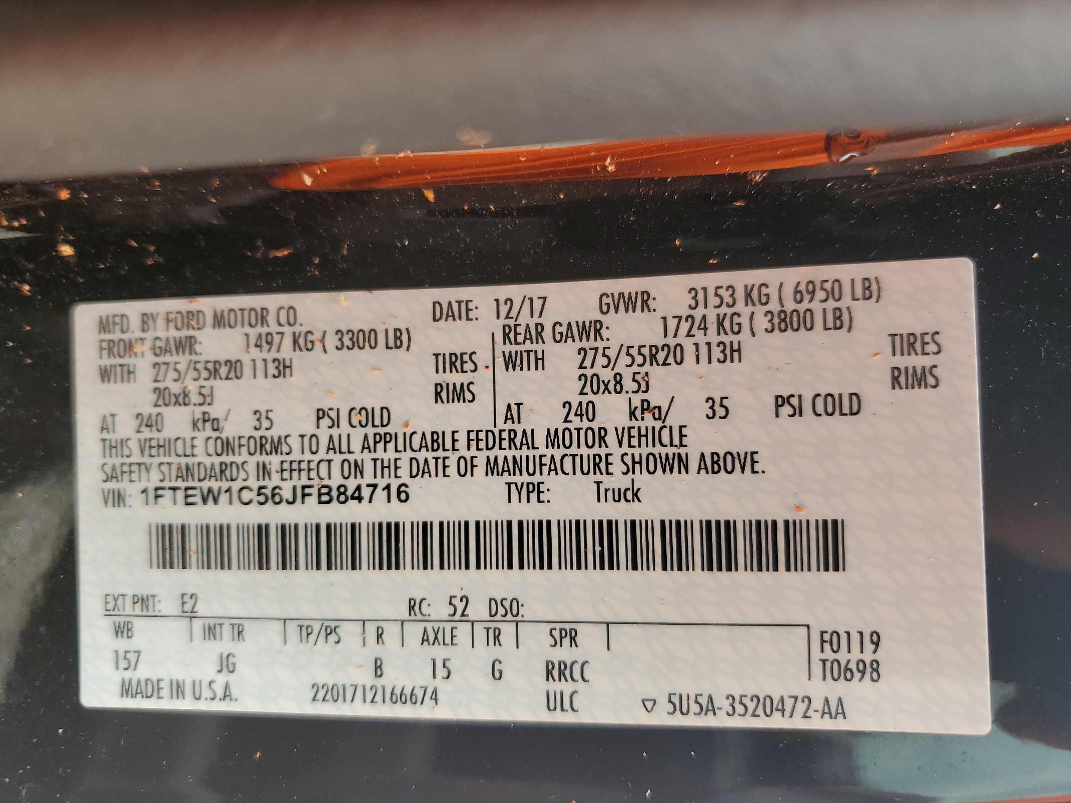 1FTEW1C56JFB84716 2018 Ford F150 Supercrew