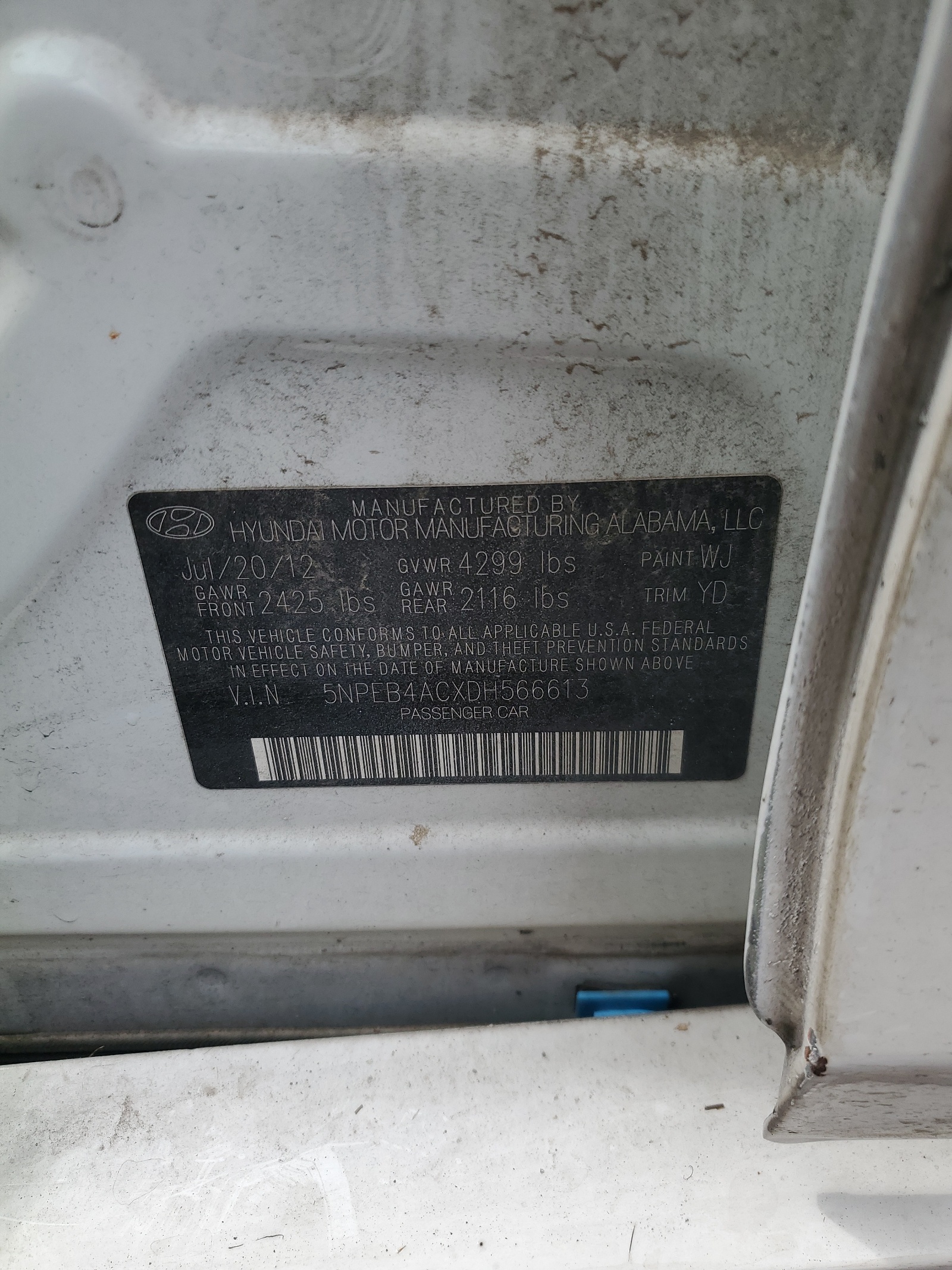 5NPEB4ACXDH566613 2013 Hyundai Sonata Gls