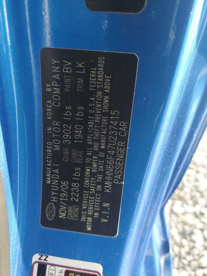 2007 Hyundai Tiburon Gt VIN: KMHHN66F47U237415 Lot: 64743374