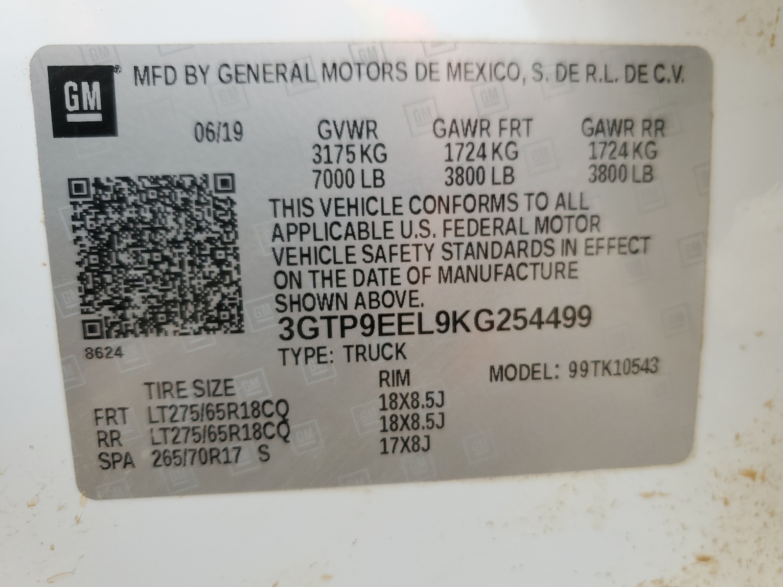 3GTP9EEL9KG254499 2019 GMC Sierra K1500 At4