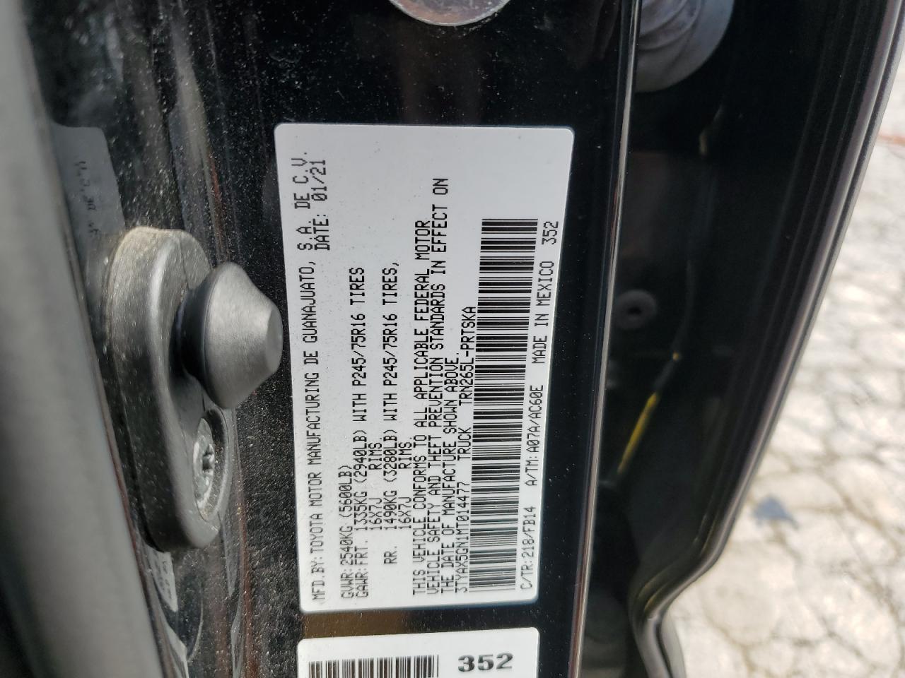 2021 Toyota Tacoma Double Cab VIN: 3TYAX5GN1MT014477 Lot: 64194704