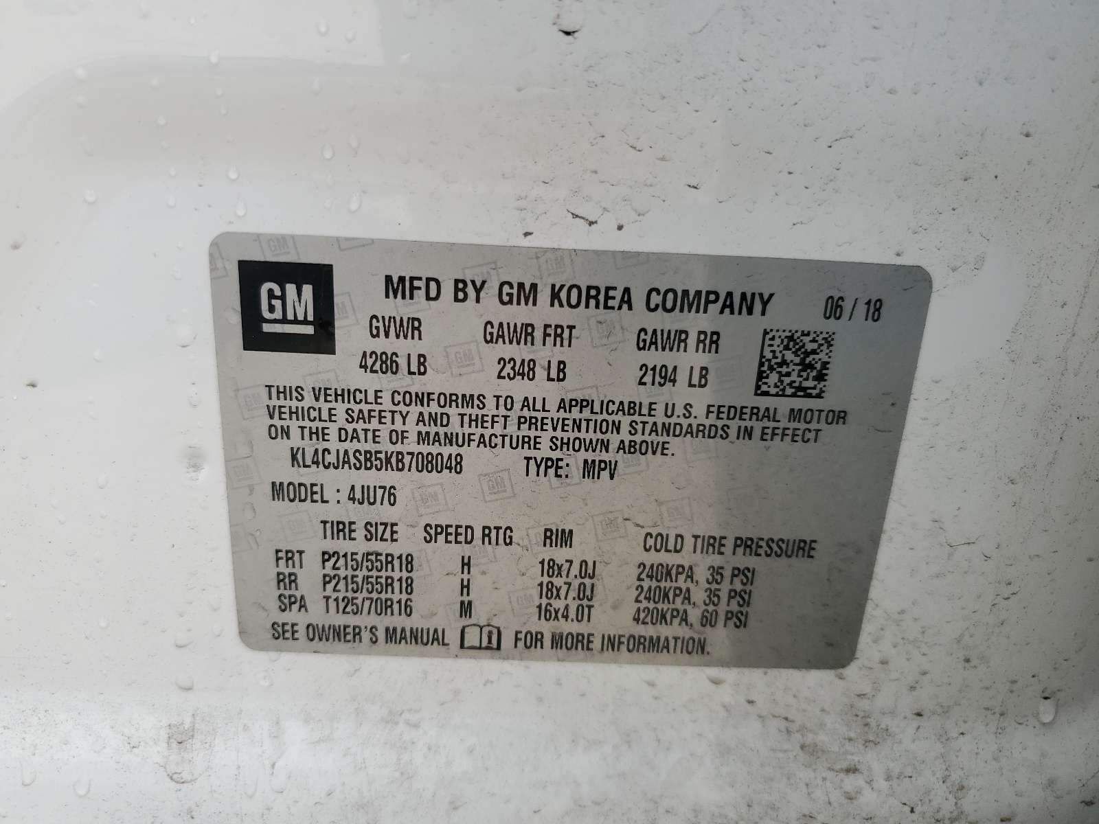 KL4CJASB5KB708048 2019 Buick Encore Preferred