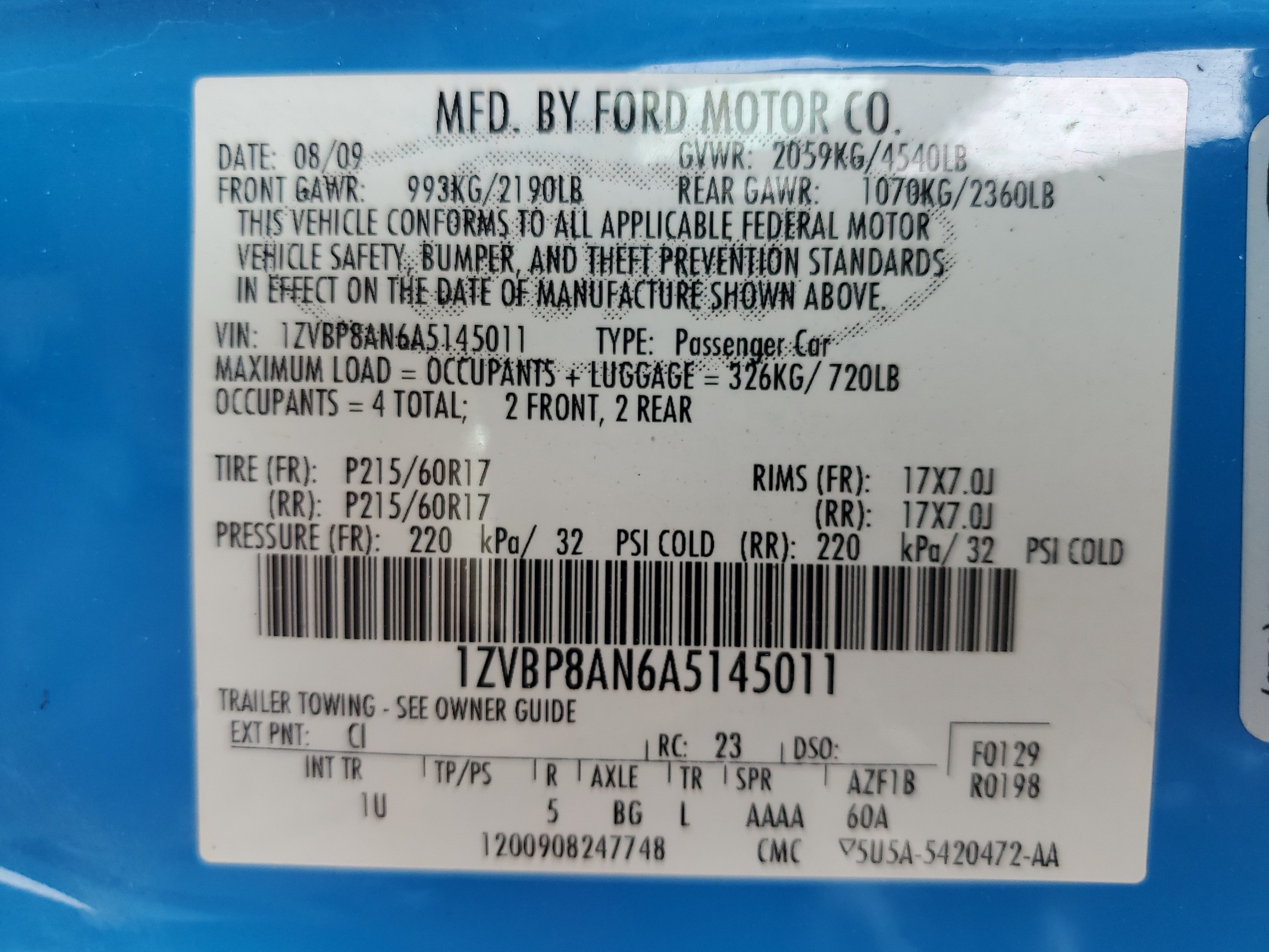 1ZVBP8AN6A5145011 2010 Ford Mustang