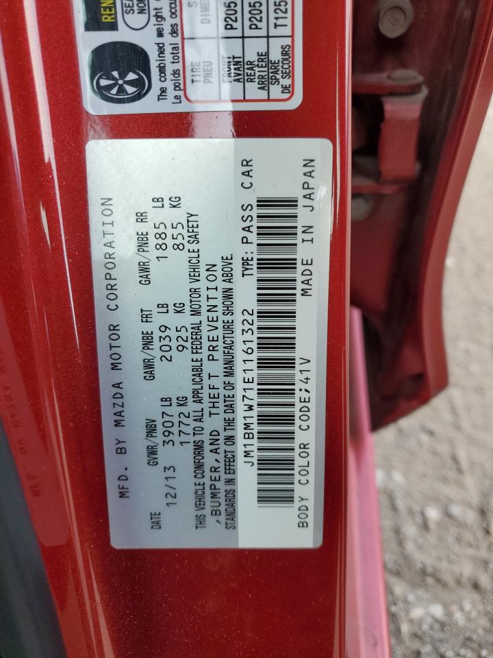 2014 Mazda 3 Grand Touring VIN: JM1BM1W71E1161322 Lot: 64751294