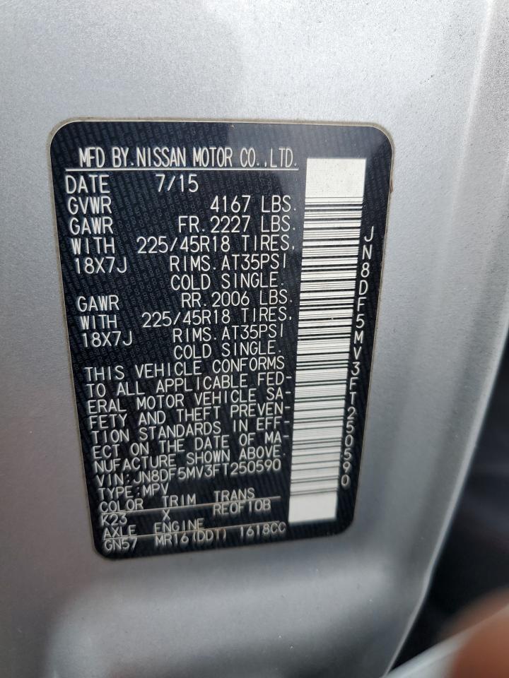 2015 Nissan Juke Nismo Rs VIN: JN8DF5MV3FT250590 Lot: 63899354