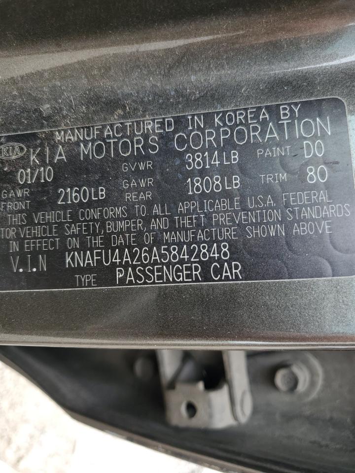 2010 Kia Forte Ex VIN: KNAFU4A26A5842848 Lot: 64096694