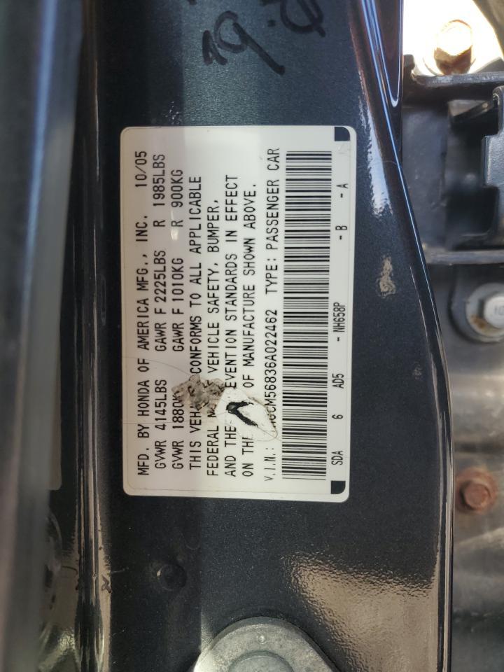 1HGCM56836A022462 2006 Honda Accord Ex