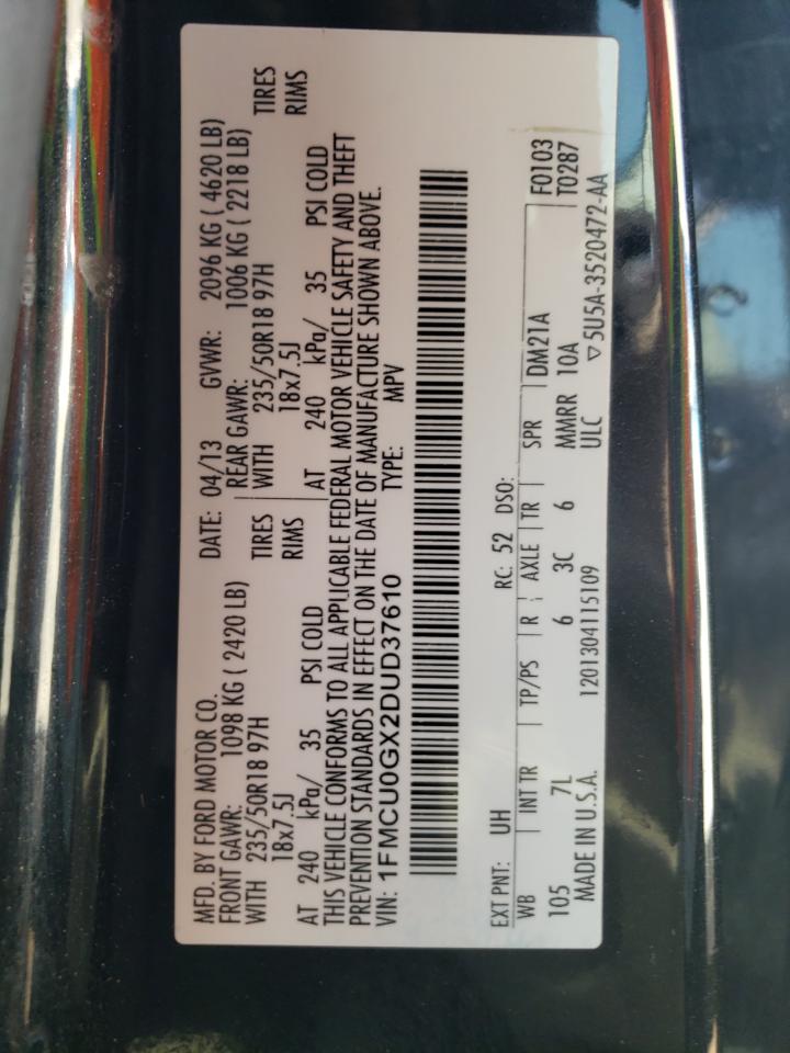 2013 Ford Escape Se VIN: 1FMCU0GX2DUD37610 Lot: 64890334