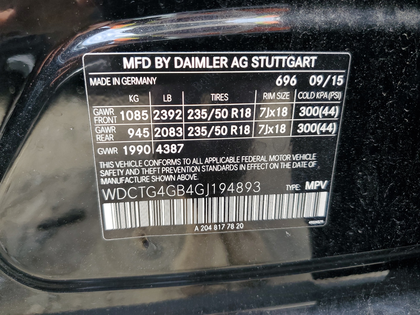 WDCTG4GB4GJ194893 2016 Mercedes-Benz Gla 250 4Matic