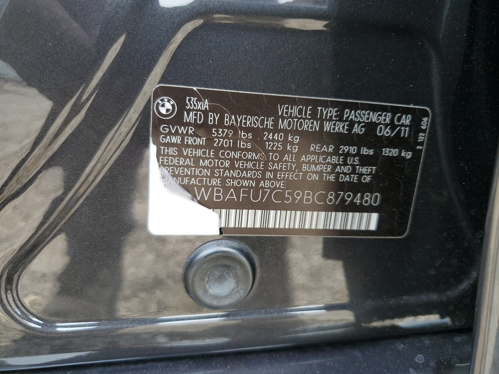 WBAFU7C59BC879480 2011 BMW 535 Xi