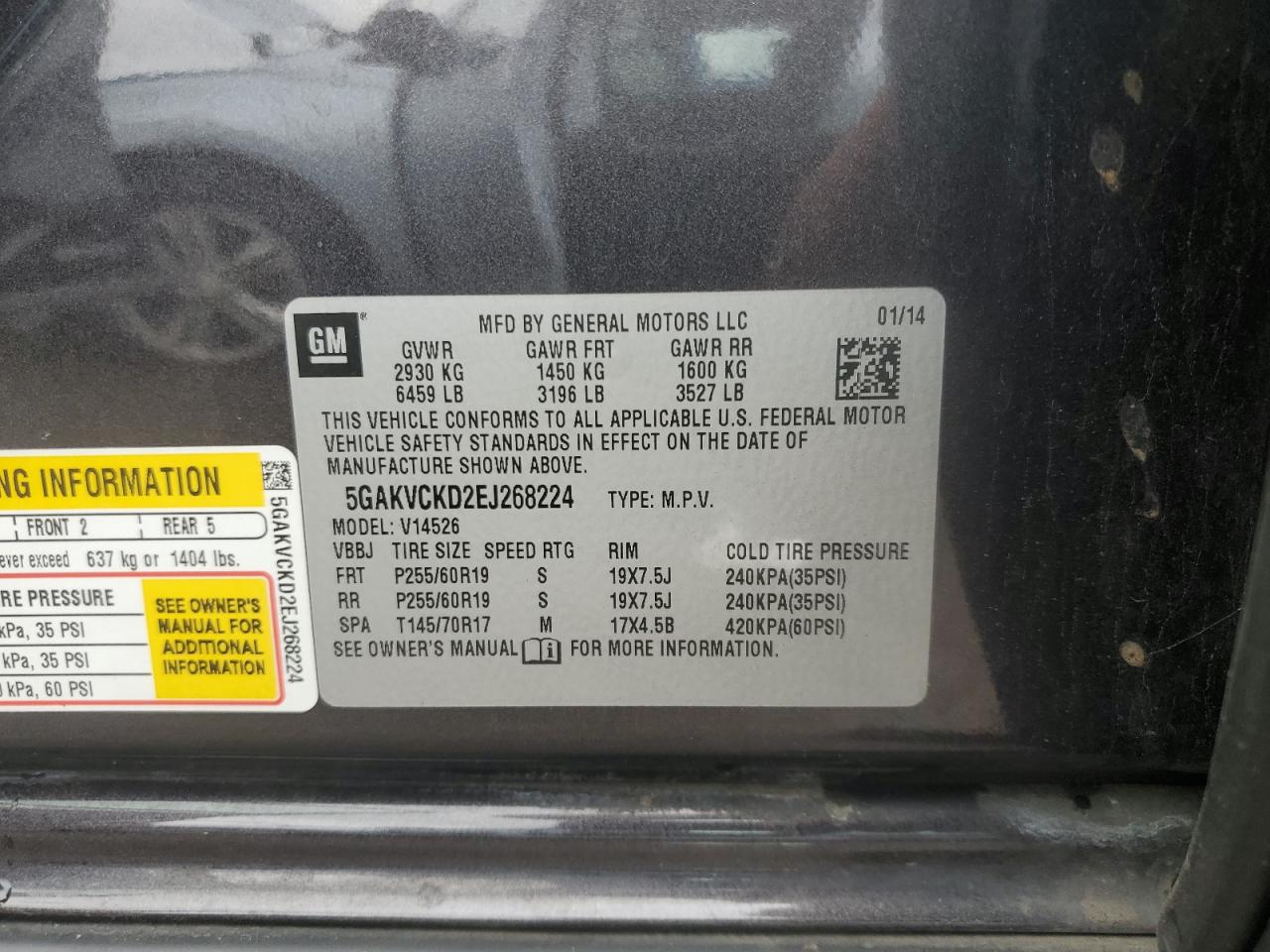 2014 Buick Enclave VIN: 5GAKVCKD2EJ268224 Lot: 63547224