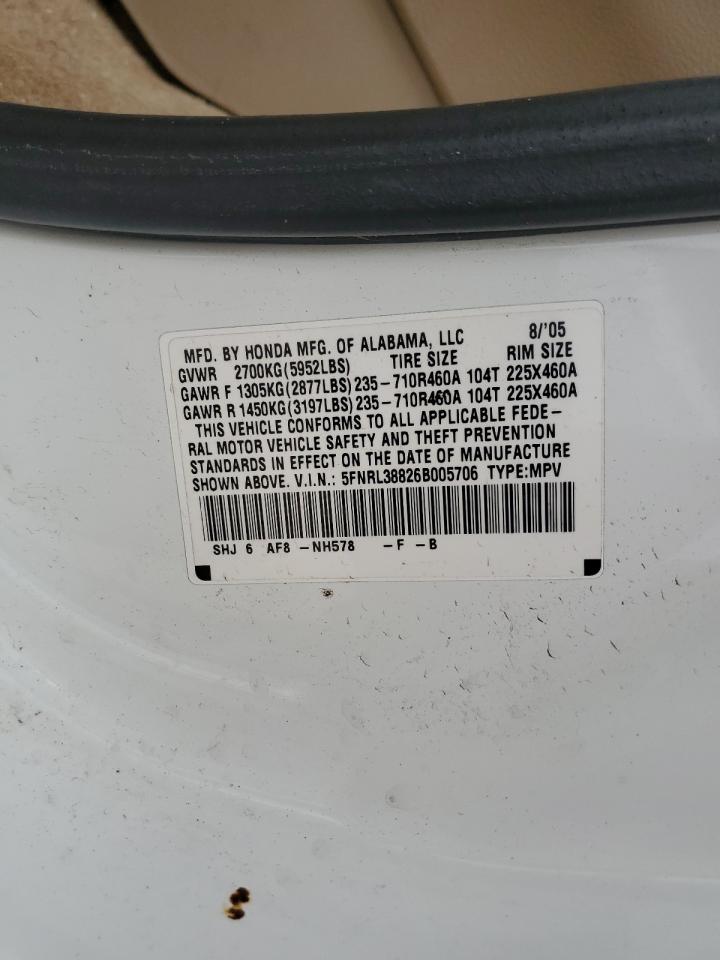 5FNRL38826B005706 2006 Honda Odyssey Touring